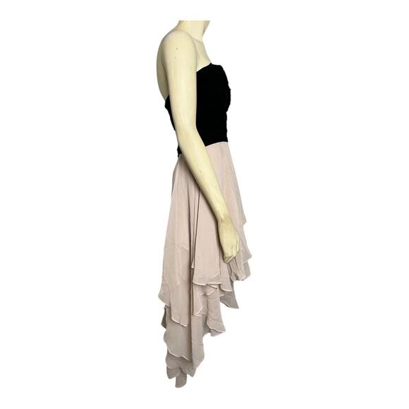 Arden B Strapless Women’s Dress Medium Black Pink High Low Chiffon Ruffle Hem - Picture 5 of 11